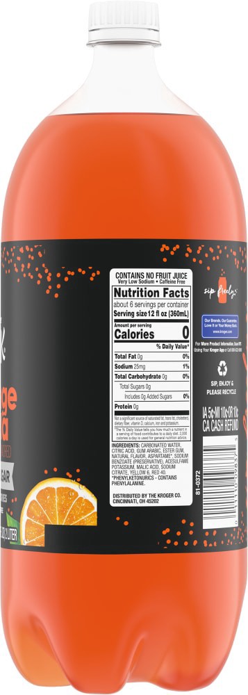 slide 4 of 4, Big K Caffeine Free Zero Sugar Orange Soda - 2 liter, 2 liter