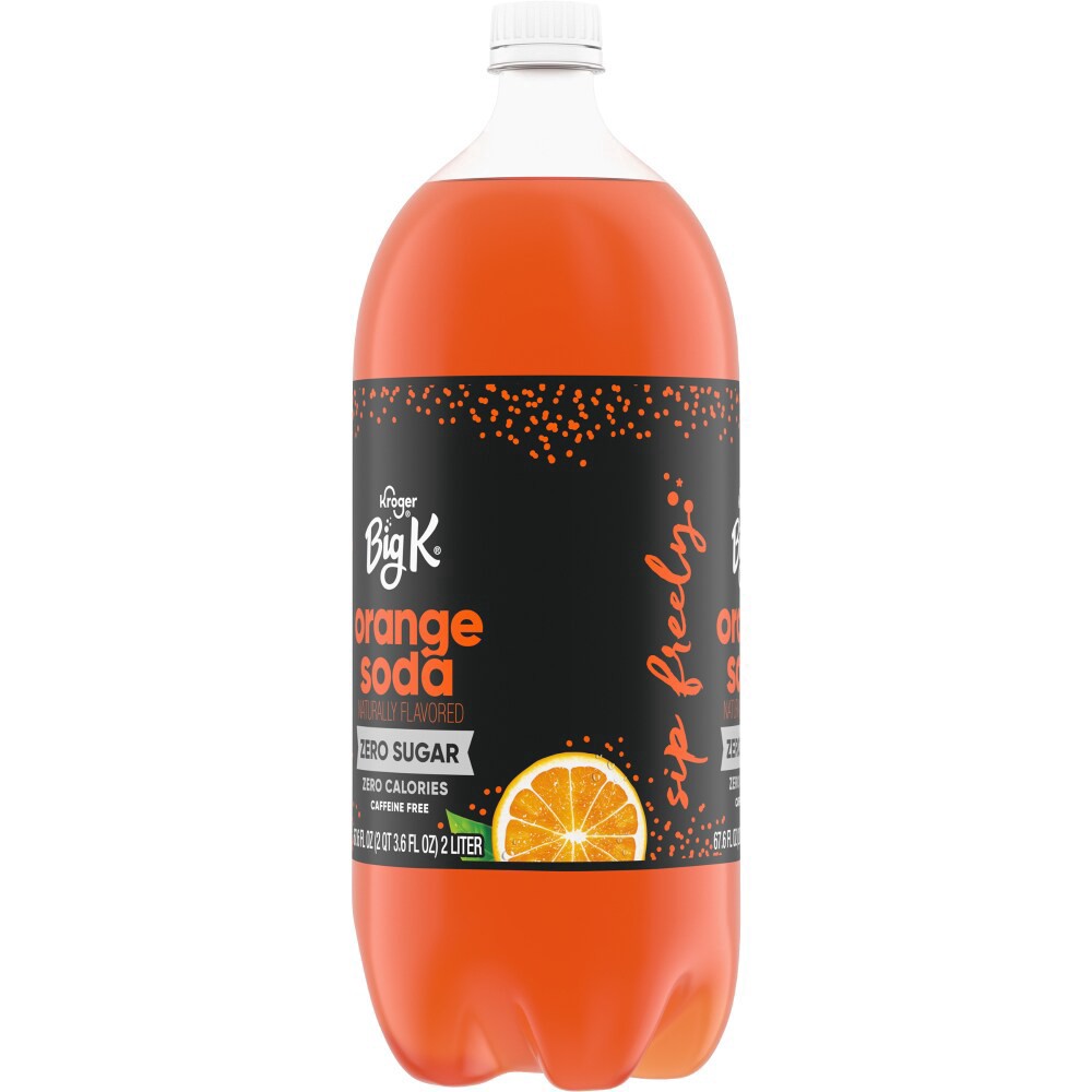 slide 2 of 4, Big K Caffeine Free Zero Sugar Orange Soda - 2 liter, 2 liter