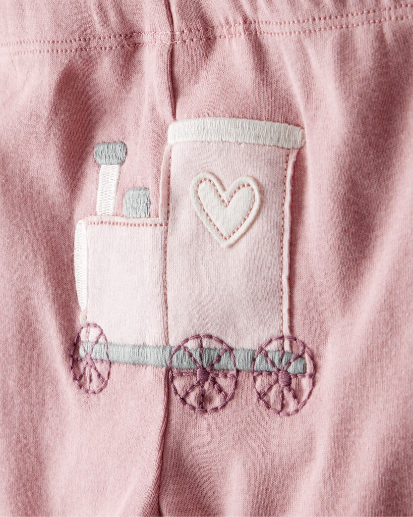 slide 2 of 6, Carter's Carters Baby Girl 3-Piece Train Print Long-Sleeve Bodysuit & Pant Set - Pink White NB, 3 pc
