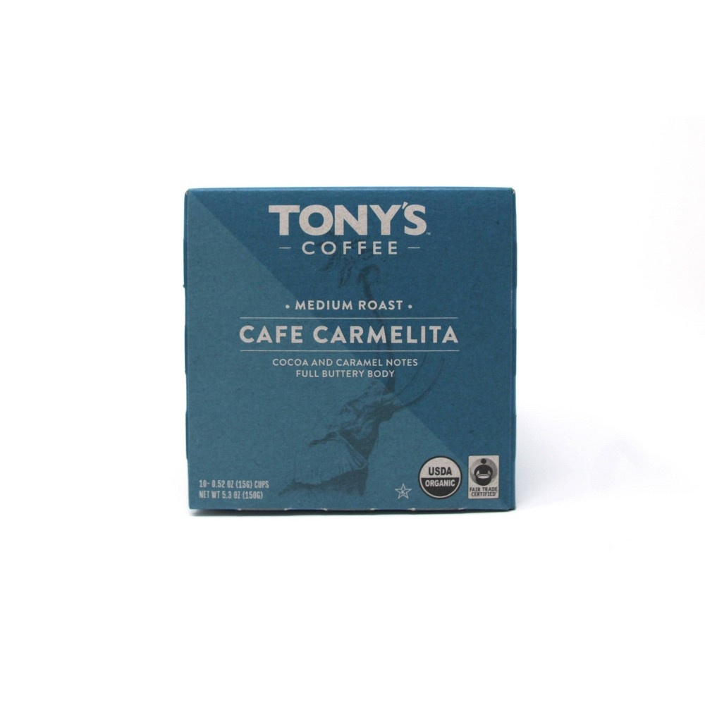 slide 4 of 4, Tony's Coffee Cafe Carmelita Medium Roast Coffee - Single Serve Cups, 10 ct