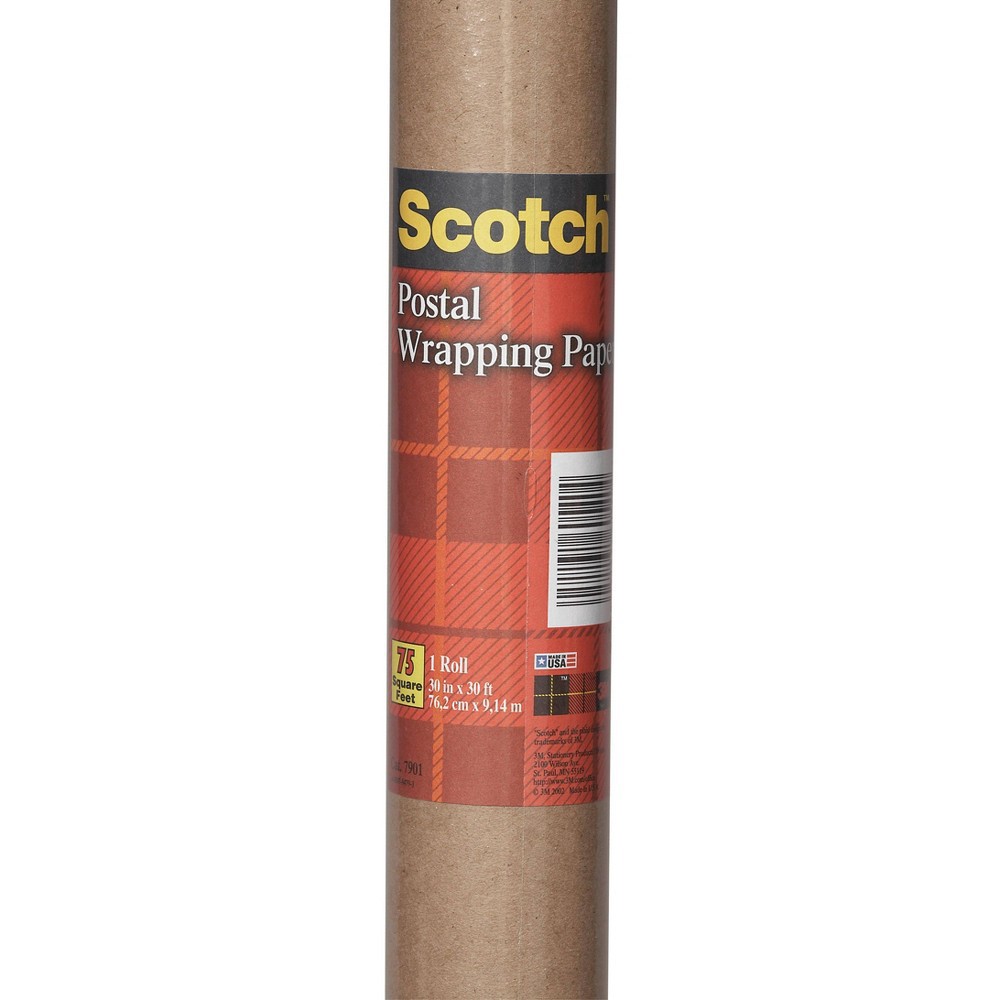 slide 4 of 5, Scotch 75 sq ft 30"x360" Postal Wrapping/Packaging Paper, 75 sq ft