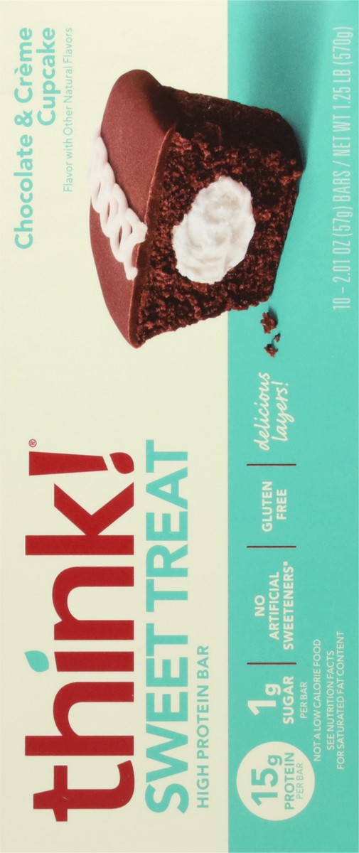 slide 11 of 12, think! High Protein Chocolate & Creme Cupcake Layered Protein Bar 10 - 2.01 oz Bars, 10 ct