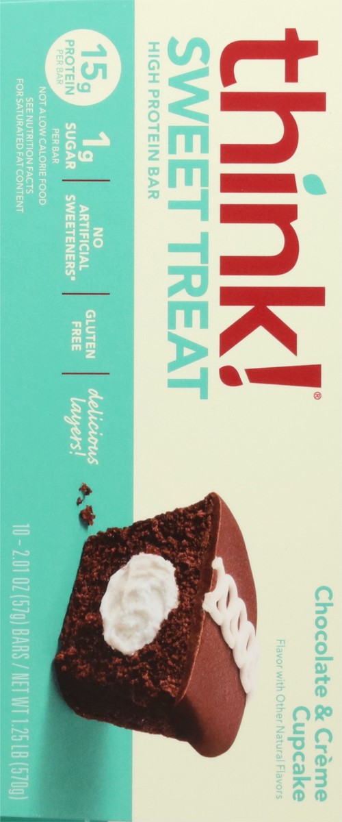 slide 10 of 12, think! High Protein Chocolate & Creme Cupcake Layered Protein Bar 10 - 2.01 oz Bars, 10 ct