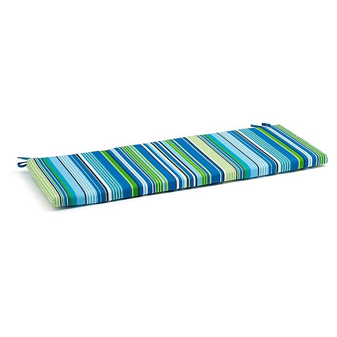 slide 1 of 1, Destination Summer Stripe Indoor/Outdoor Bench Cushion - Blue/Green, 1 ct