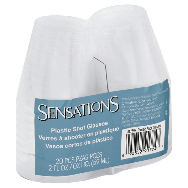 slide 1 of 4, Sensations Clear Plastic Shot Glasses, 20 ct