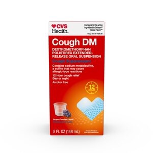 slide 1 of 1, CVS Health Cough Relief Dm, 12 Hour Dextromethorphan, Grape-Flavored Liquid, 5 Oz, 5 oz