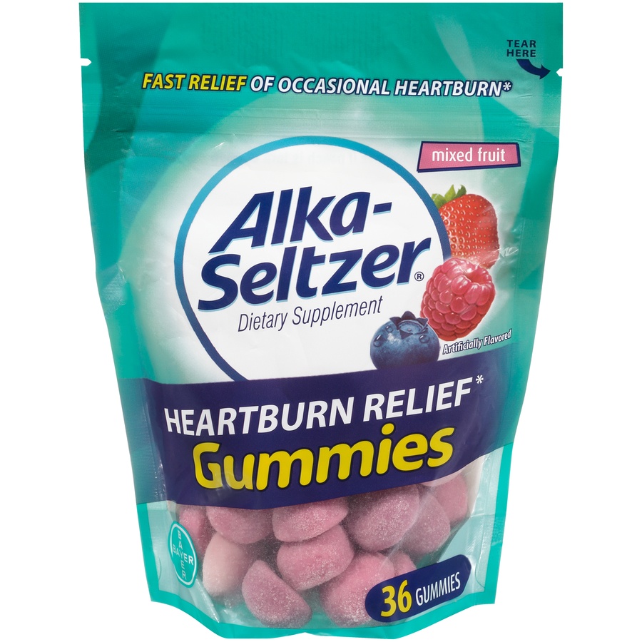 slide 1 of 2, Alka-Seltzer Heartburn Relief Gummies Mixed Fruit, 36 ct