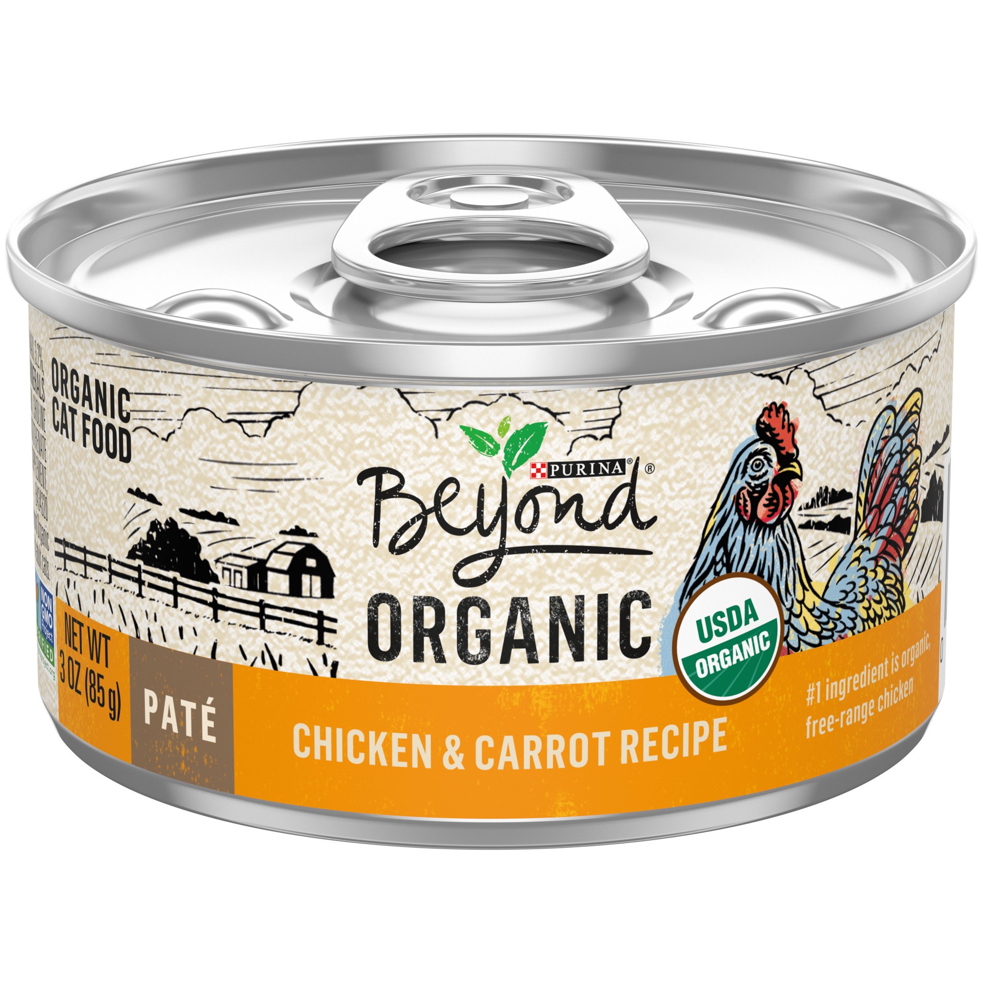 slide 1 of 9, Beyond Purina Beyond Organic Wet Cat Food Pate, Organic Chicken & Carrot Adult Recipe, 3 oz