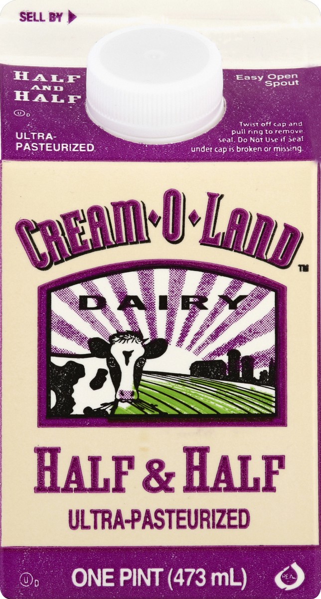 slide 5 of 6, Cream-O-Land Half & Half, 1 pint