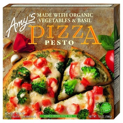 slide 1 of 1, Amy's Amys Single Serve Pesto Pizza with Organic Vegetables Basil, 7 oz