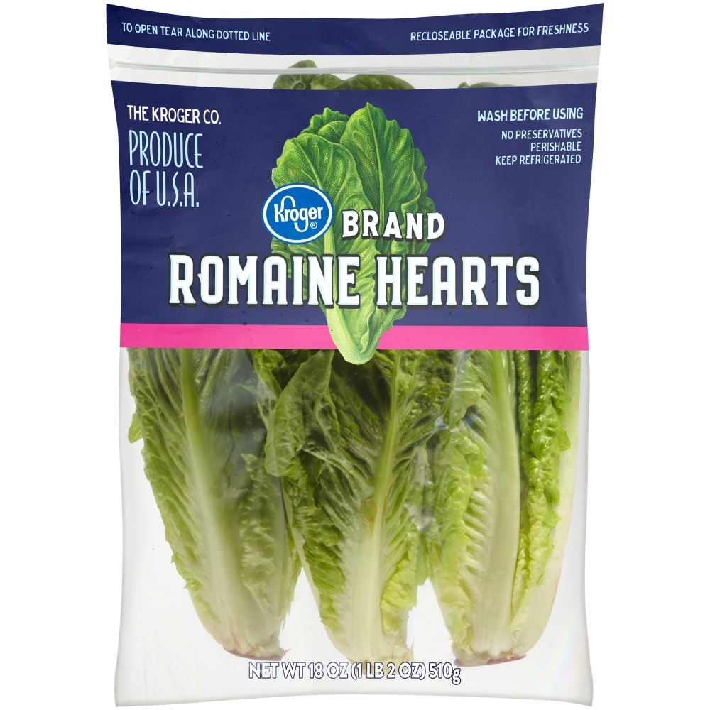 slide 1 of 1, Kroger Romaine Lettuce Hearts, 3 ct; 18 oz