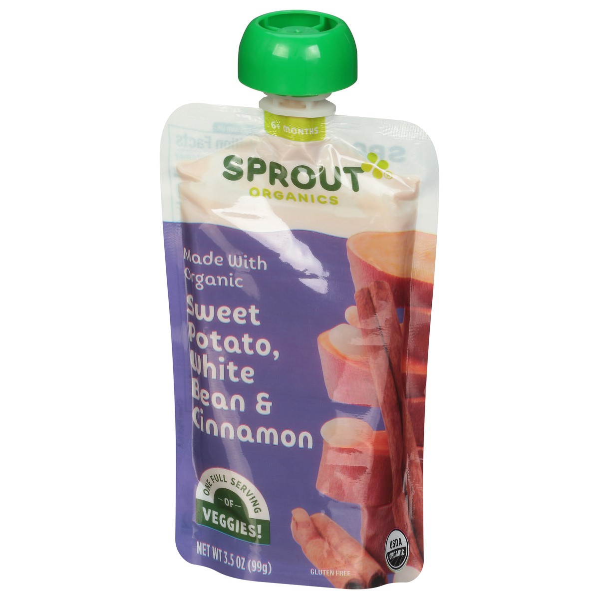 slide 3 of 9, Sprout Organics 6+ Months Sweet Potato, White Bean & Cinnamon Sweet Potato, White Bean & Cinnamon 3.5 oz, 3.5 oz