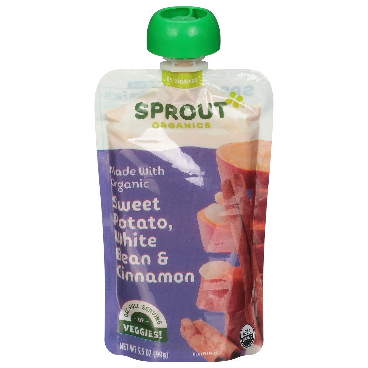 slide 1 of 9, Sprout Organics 6+ Months Sweet Potato, White Bean & Cinnamon Sweet Potato, White Bean & Cinnamon 3.5 oz, 3.5 oz