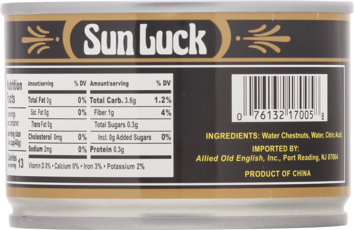 slide 3 of 14, Sun Luck Whole Peeled Water Chestnuts 227 g, 227 g