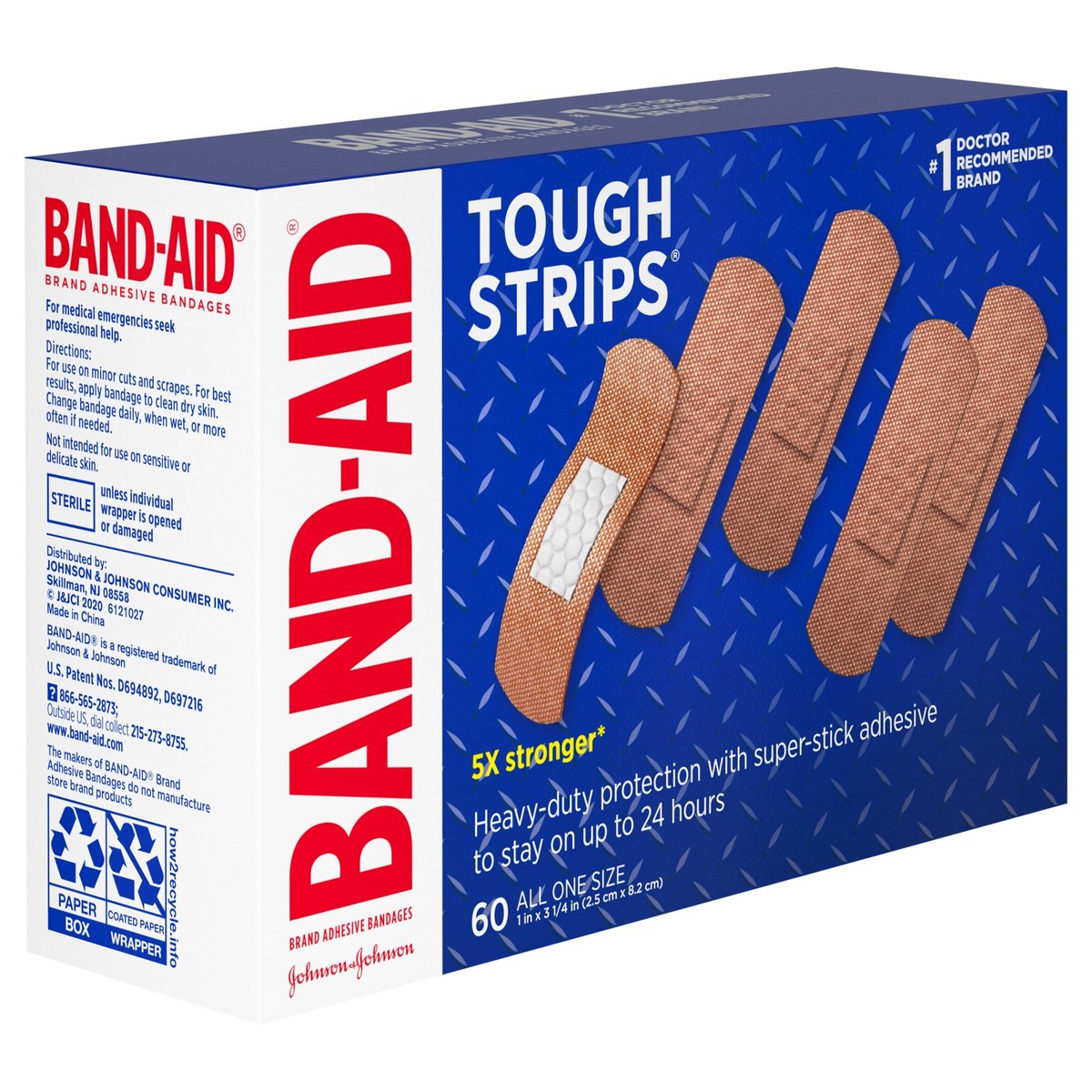 slide 3 of 8, BAND-AID Brand Tough Strips Adhesive Bandages, 60 Count, 60 ct