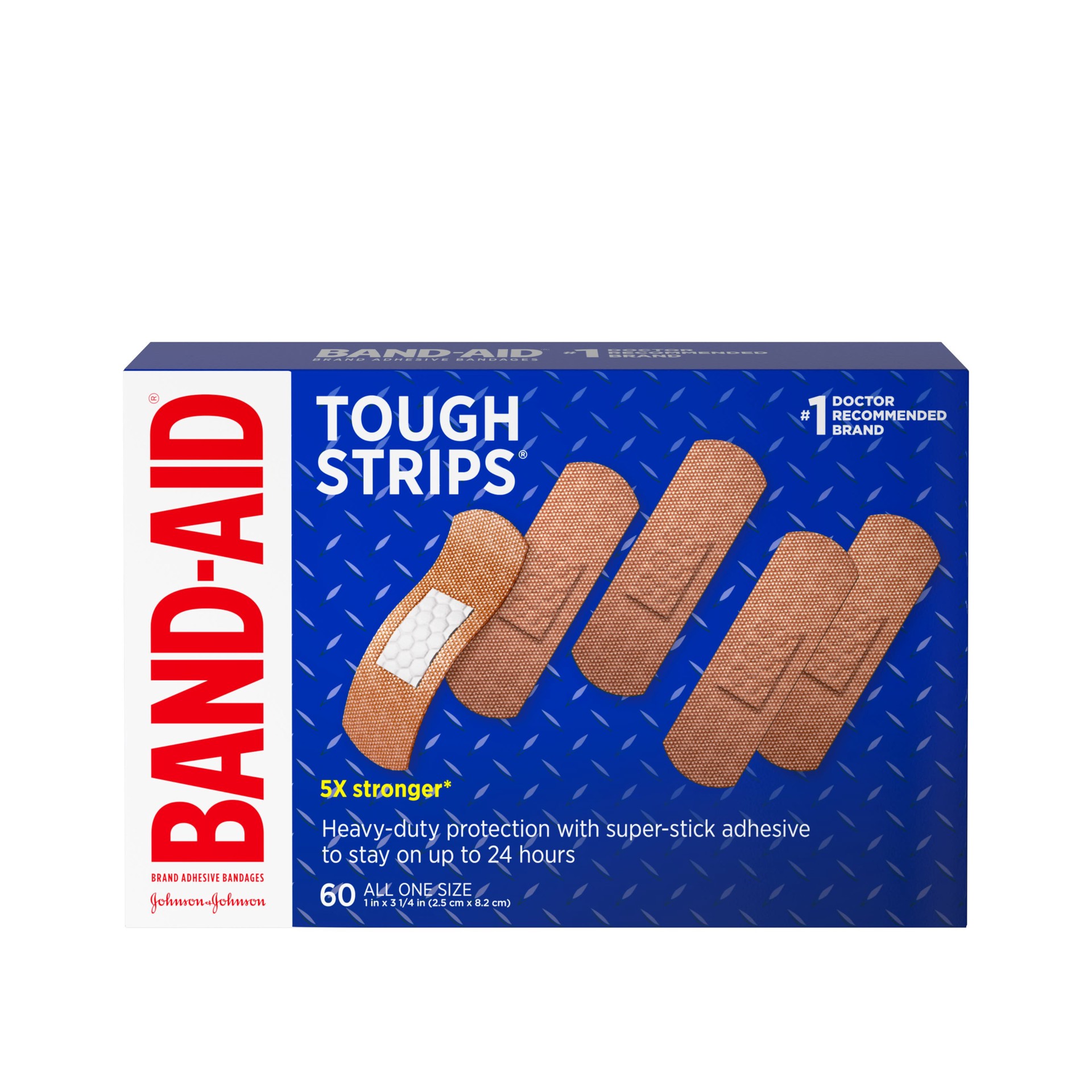 slide 1 of 1, BAND-AID Tough Strips Adhesive Bandages for Wound Care, Durable Protection for Minor Cuts and Scrapes, All One Size, 