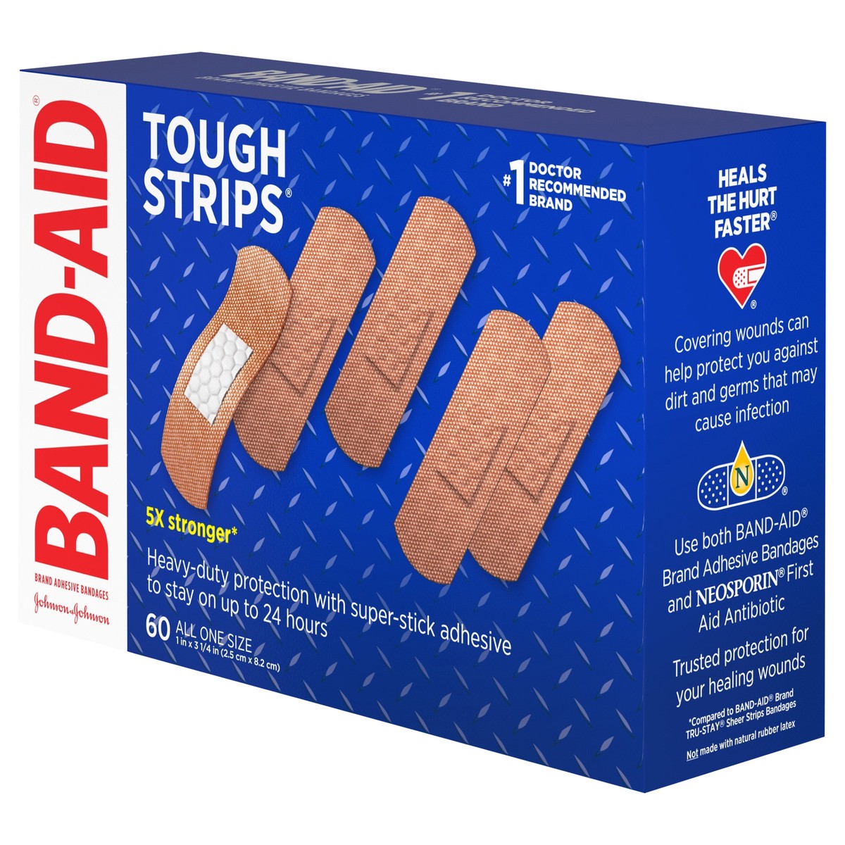 slide 7 of 8, BAND-AID Brand Tough Strips Adhesive Bandages, 60 Count, 60 ct