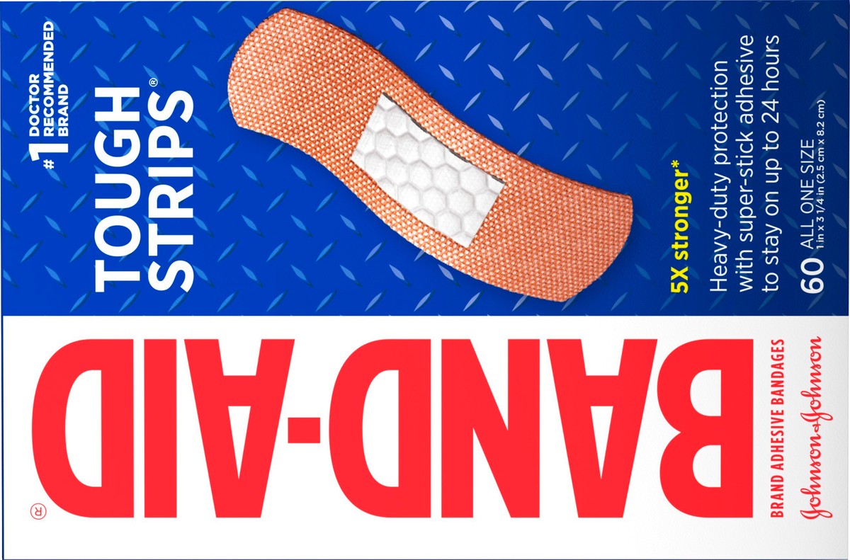 slide 6 of 8, BAND-AID Brand Tough Strips Adhesive Bandages, 60 Count, 60 ct