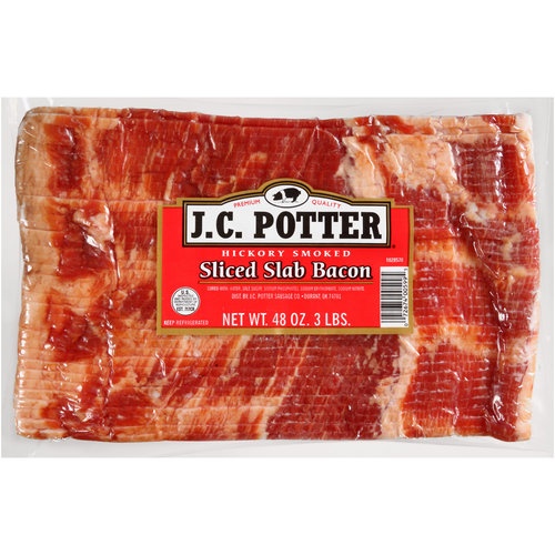 slide 1 of 1, J.C. Potter Hickory Smoked Sliced Slab Bacon, 3 lb