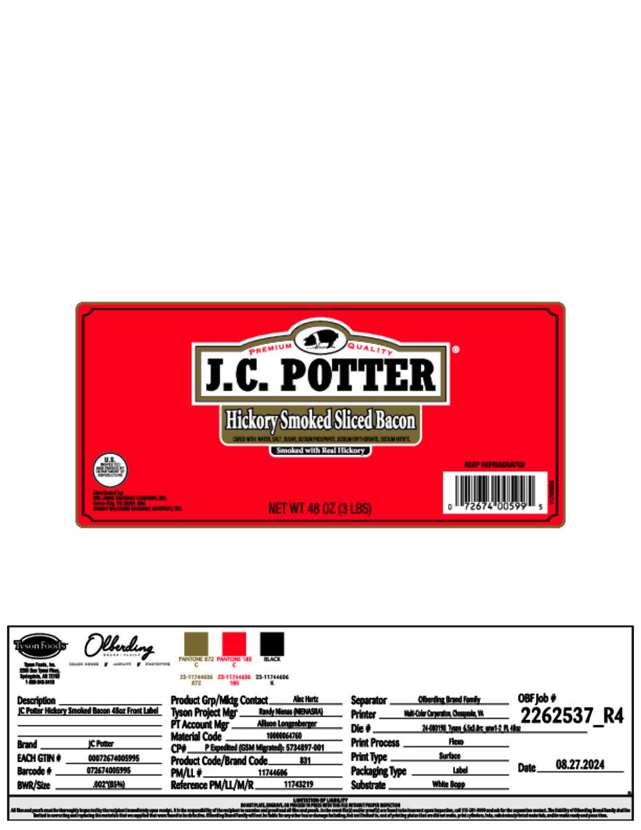 slide 2 of 9, J.C. Potter Hickory Smoked Sliced Slab Bacon, 3 lb