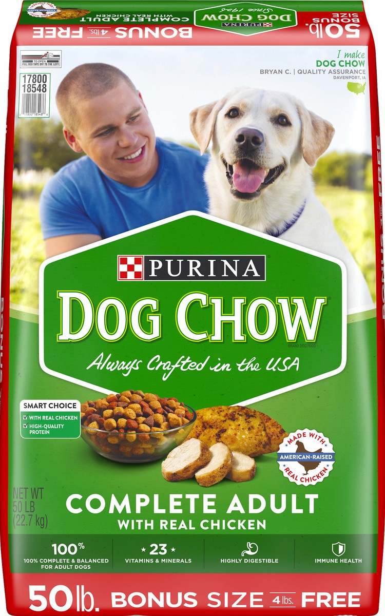 slide 4 of 9, Purina Dog Chow Complete Adult with Real Chicken Dry Dog Food, 52 lb