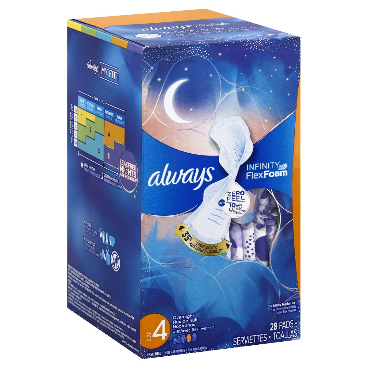 slide 1 of 6, Always Infinity Overnight Pads with Wings, 28 ct