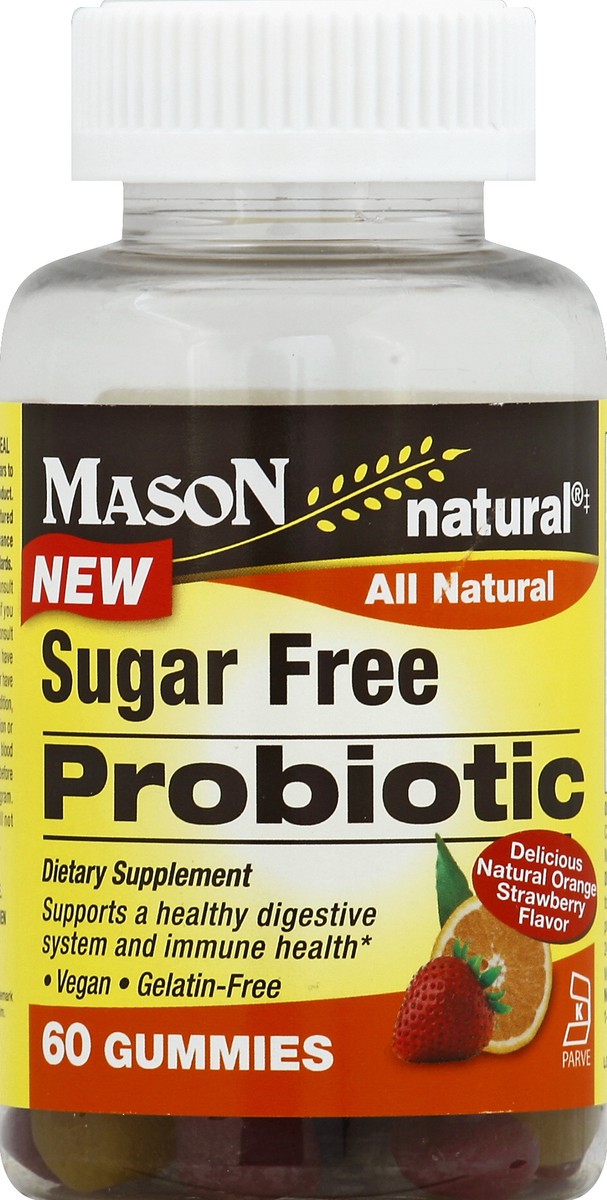 slide 2 of 2, Mason Natural Daily Probiotic Gummies 5 Billion CFU, Orange & Strawberry Flavors - Supports Digestive and Immune Health, Kosher, Gelatin Free, 60 Gummies, 60 ct