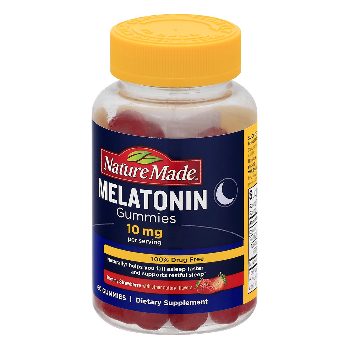 slide 5 of 9, Nature Made Melatonin 10 mg, Restful Sleep Aid Supplement, Strawberry Flavor, 60 Gummies, 30 Day Supply, 60 ct