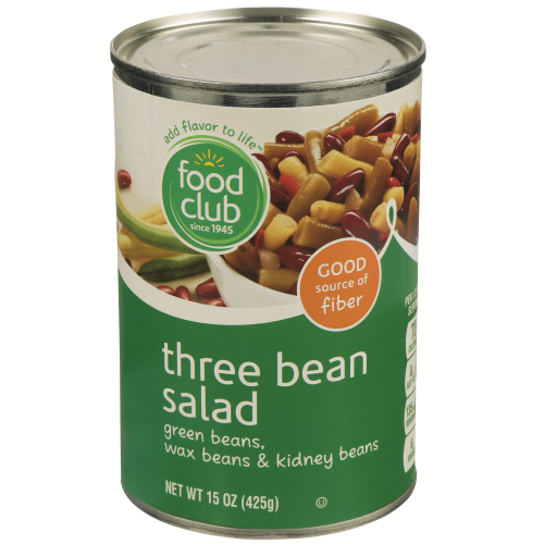 slide 1 of 1, Food Club Three Bean Salad Green Beans, Wax Beans & Kidney Beans, 15 oz