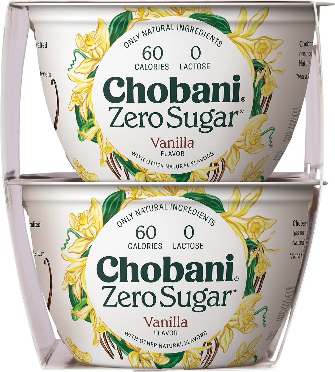 slide 4 of 9, Chobani Yogurt-Cultured, Zero Sugar, Vanilla Flavor, 4 ct