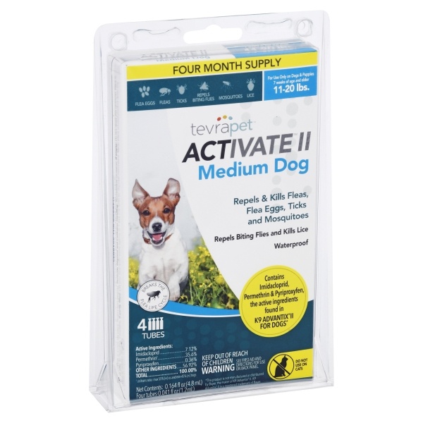 slide 1 of 1, TevraPet Activate II Flea & Tick Topical Dog Small Blister Pack, 4 ct