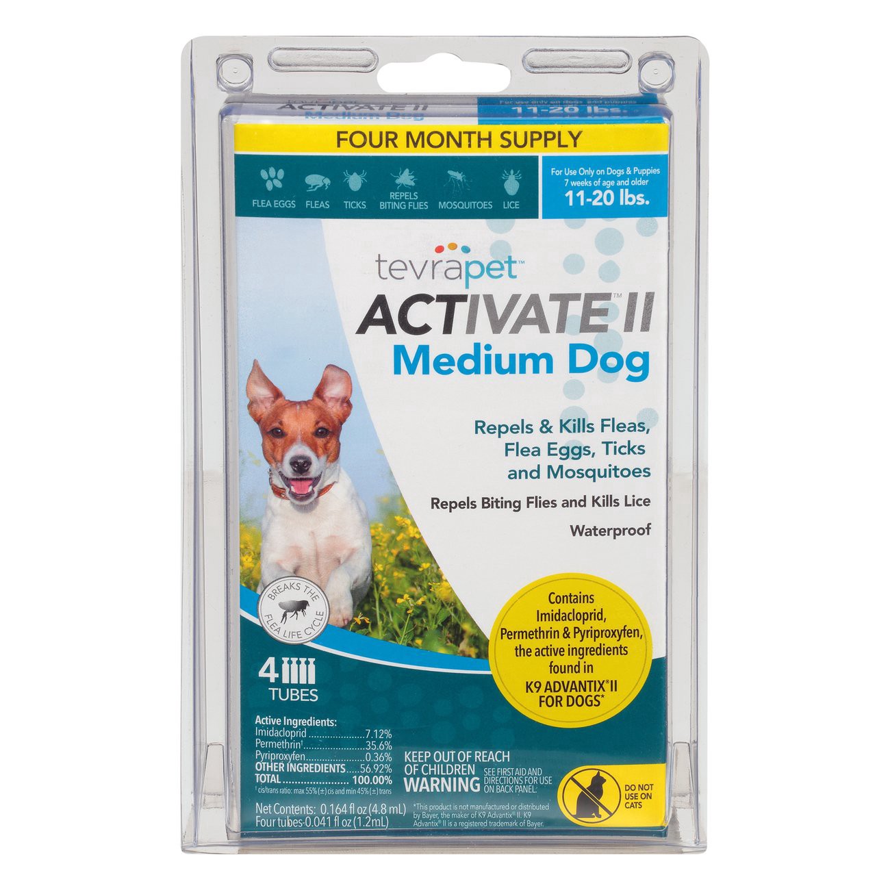 slide 1 of 10, Tevra Pet Tevra Activate Flea Medium Dog 11-20lb, 4 ct