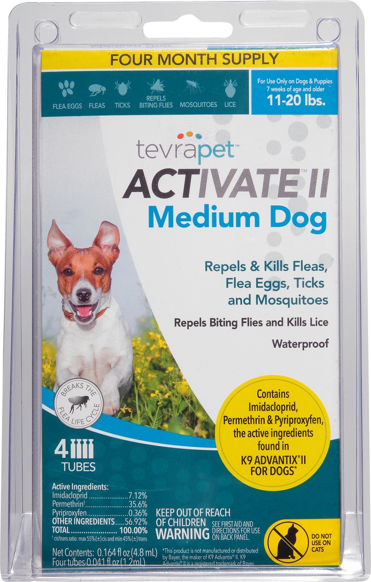 slide 8 of 10, Tevra Pet Tevra Activate Flea Medium Dog 11-20lb, 4 ct