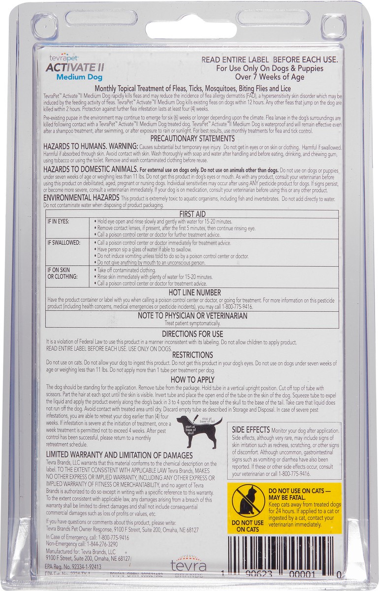 slide 7 of 10, Tevra Pet Tevra Activate Flea Medium Dog 11-20lb, 4 ct