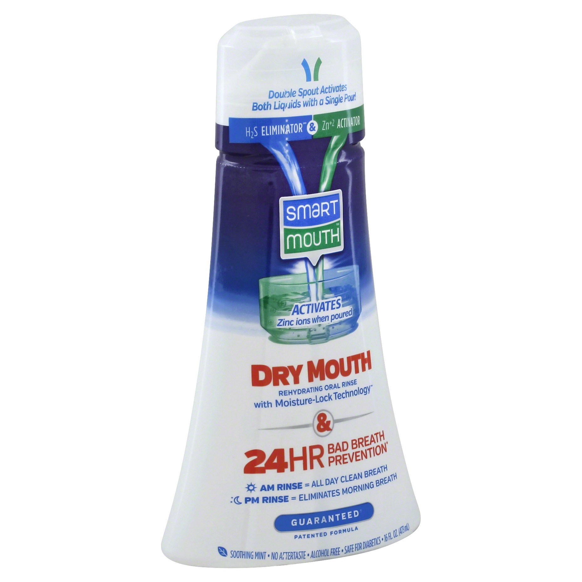 slide 1 of 7, Smart Mouth Dry Mouth Activated Oral Rinse with Moisture-Lock Technology, 16 fl oz