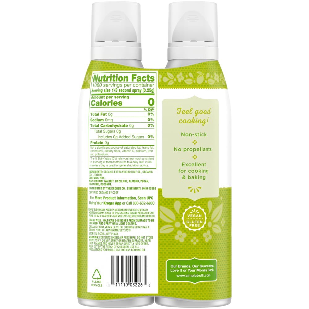 slide 4 of 4, Simple Truth Organic Extra Virgin Olive Oil Cooking Spray Twin Pack, 2 ct; 5 oz