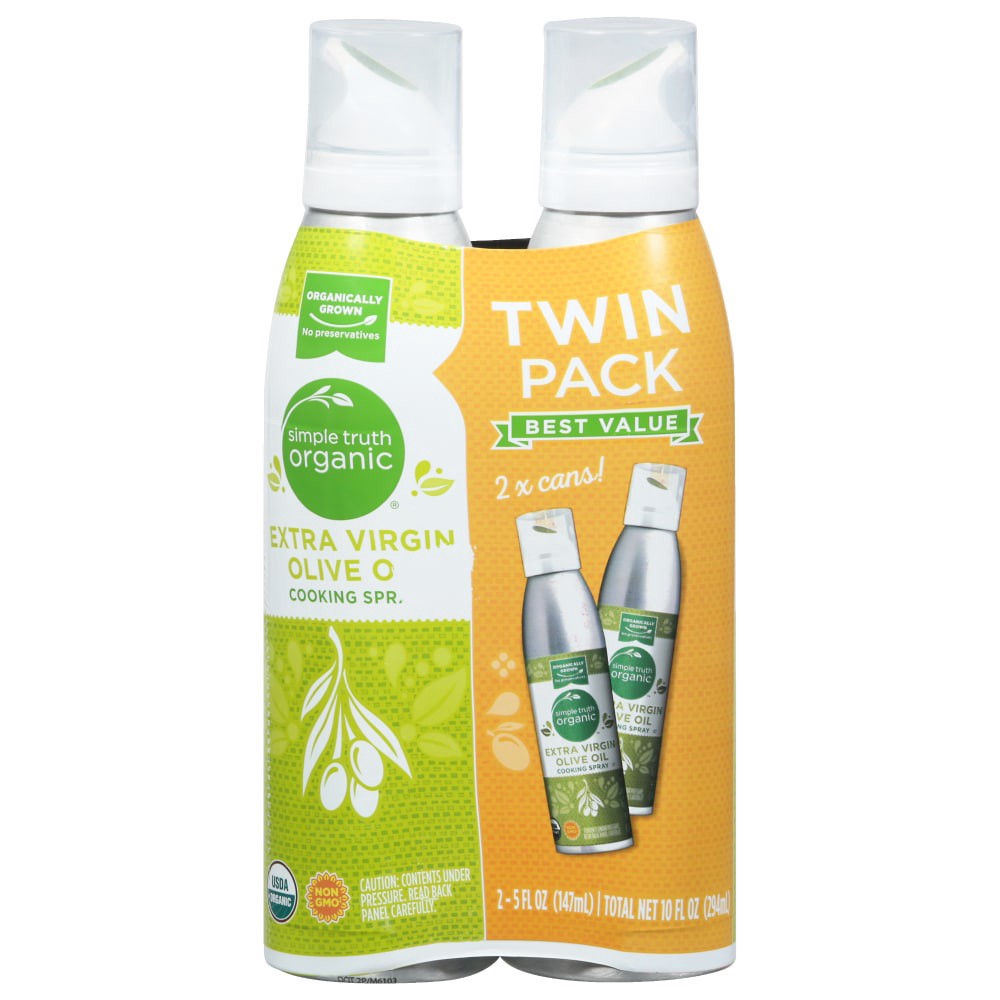 slide 1 of 4, Simple Truth Organic Extra Virgin Olive Oil Cooking Spray Twin Pack, 2 ct; 5 oz