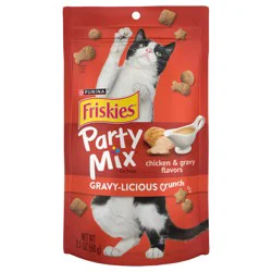 Purina Friskies Cat Treats, Party Mix Gravy-licious Crunch Chicken and Gravy Flavors