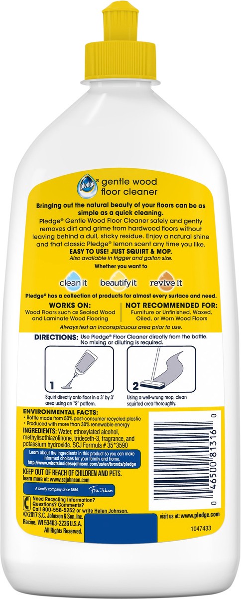 slide 3 of 6, Pledge Gentle Wood Lemon Floor Cleaner 27 oz, 27 fl oz