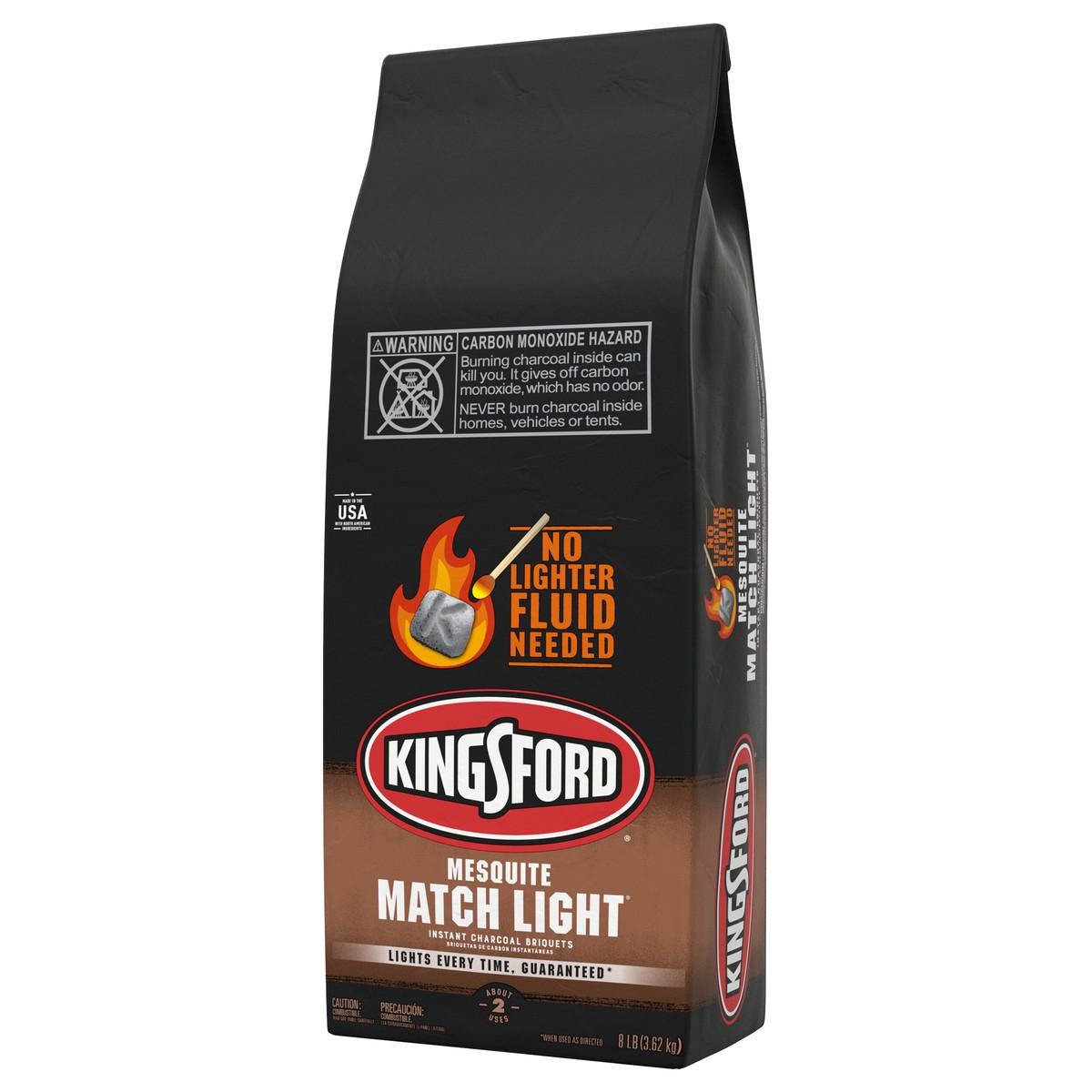 slide 8 of 9, Kingsford Match Light Instant Charcoal Briquettes with Mesquite BBQ Charcoal for Grilling – 8 Pounds, 8 lb