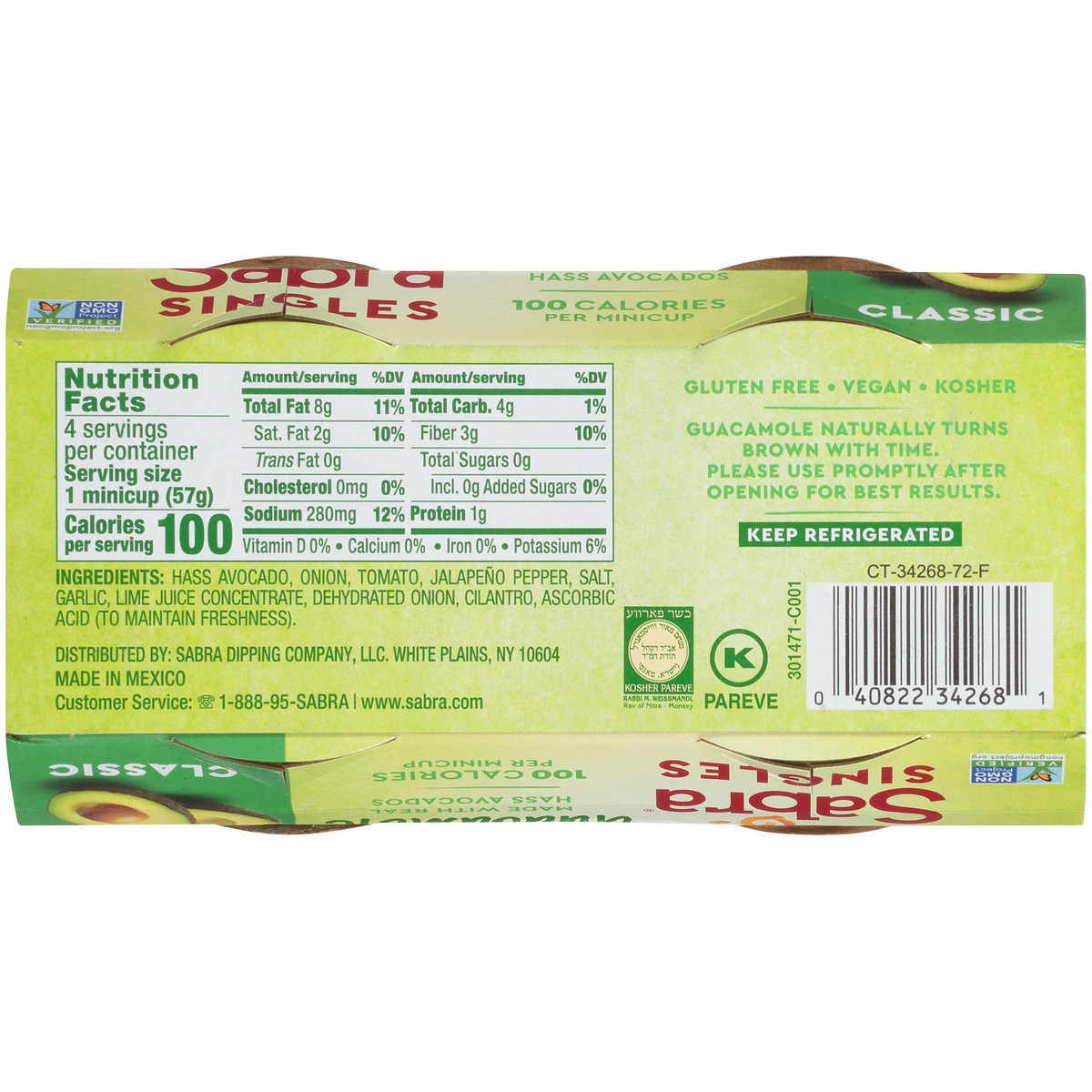 slide 2 of 10, Sabra Singles Classic Guacamole 2 oz (4 count), 4 ct