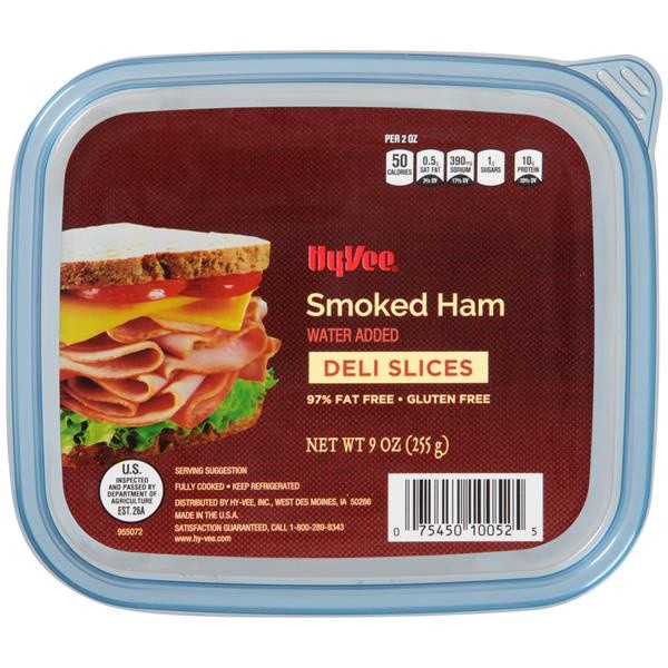 slide 1 of 1, Hy-Vee Deli Slices Smoked Ham, 9 oz