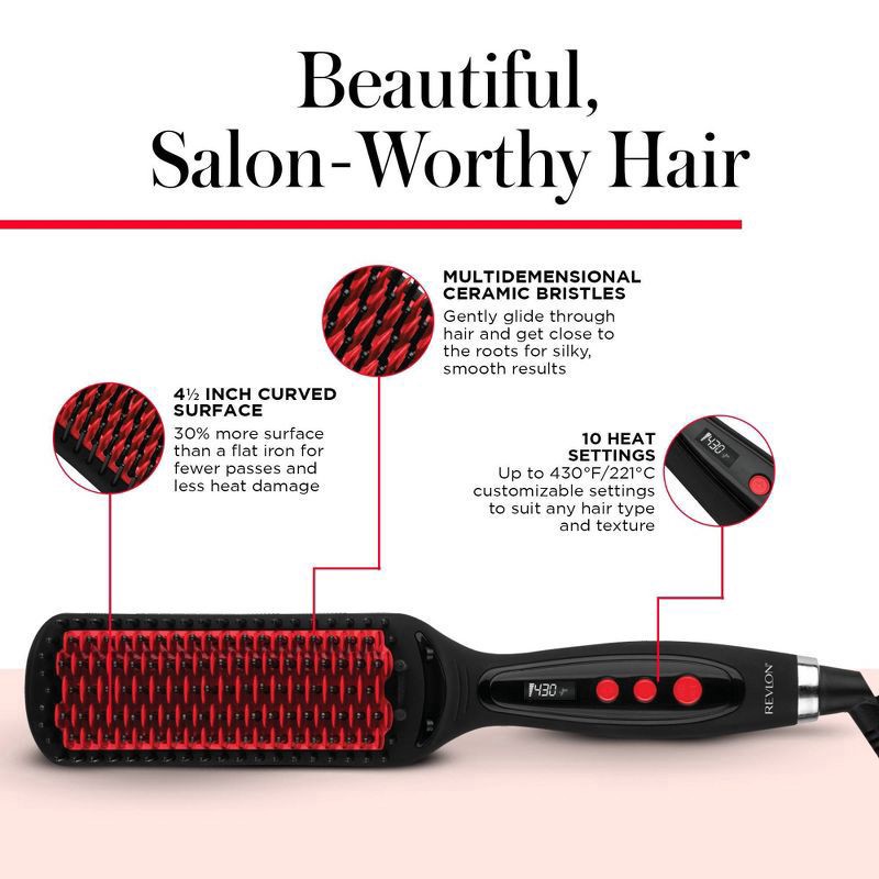 slide 4 of 10, Revlon Smoothstay Coconut Oil-Infused 4.5 Inch Straightening Brush 1 Each, 1 ct