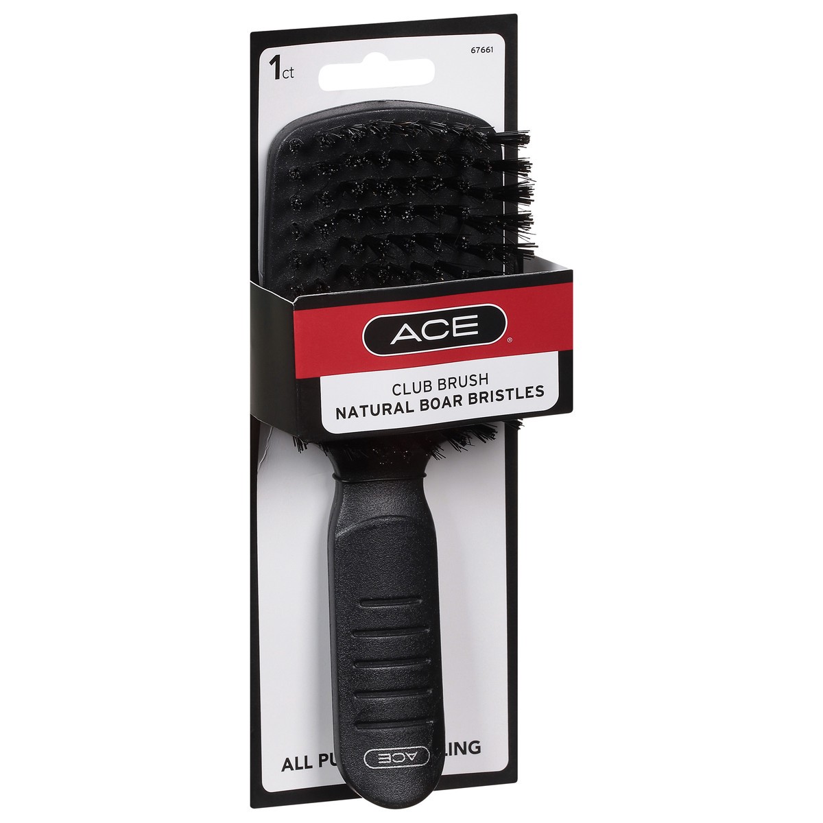 slide 2 of 9, ACE Hairbrush Club Boar Bristles Black - Each, 1 ct