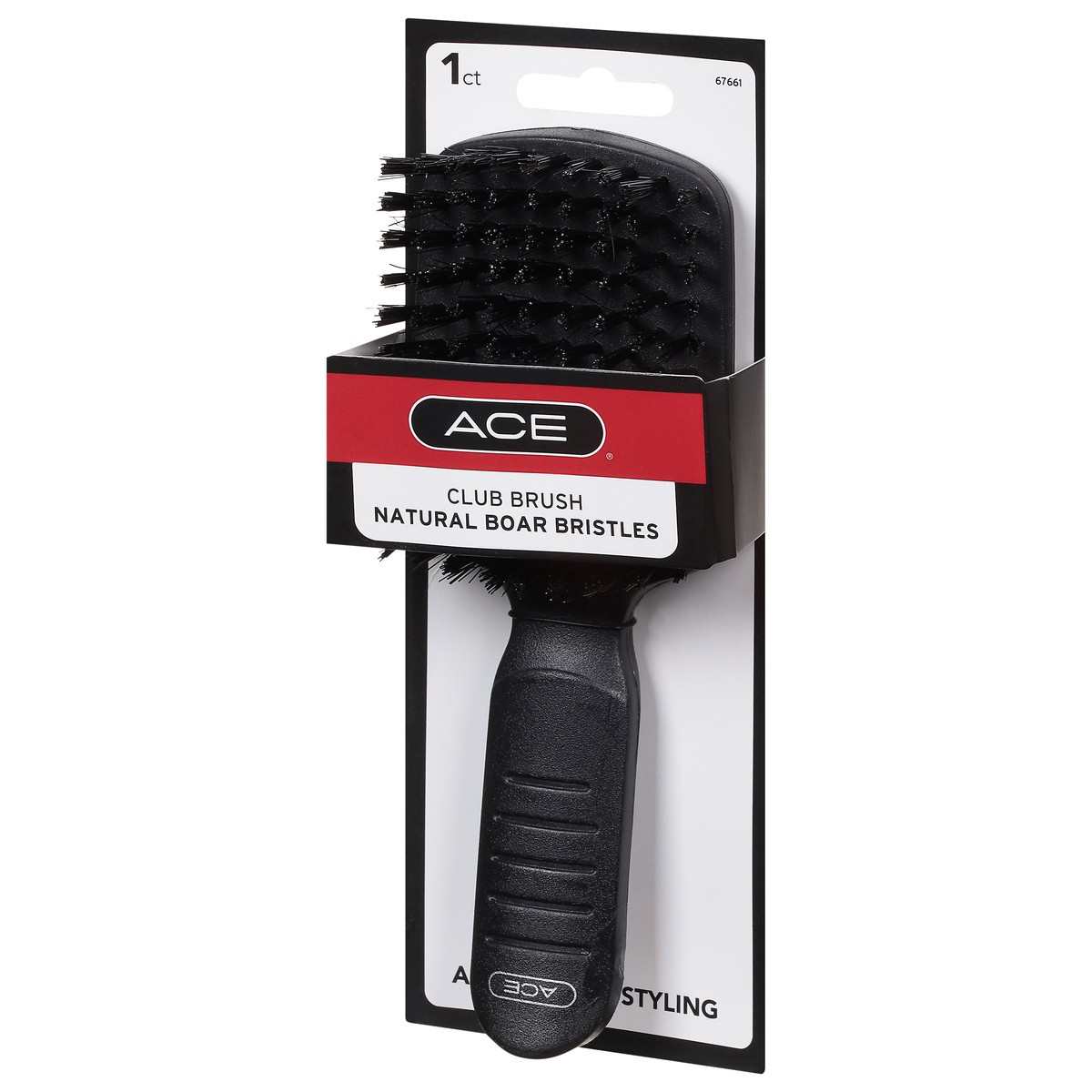 slide 3 of 9, ACE Hairbrush Club Boar Bristles Black - Each, 1 ct