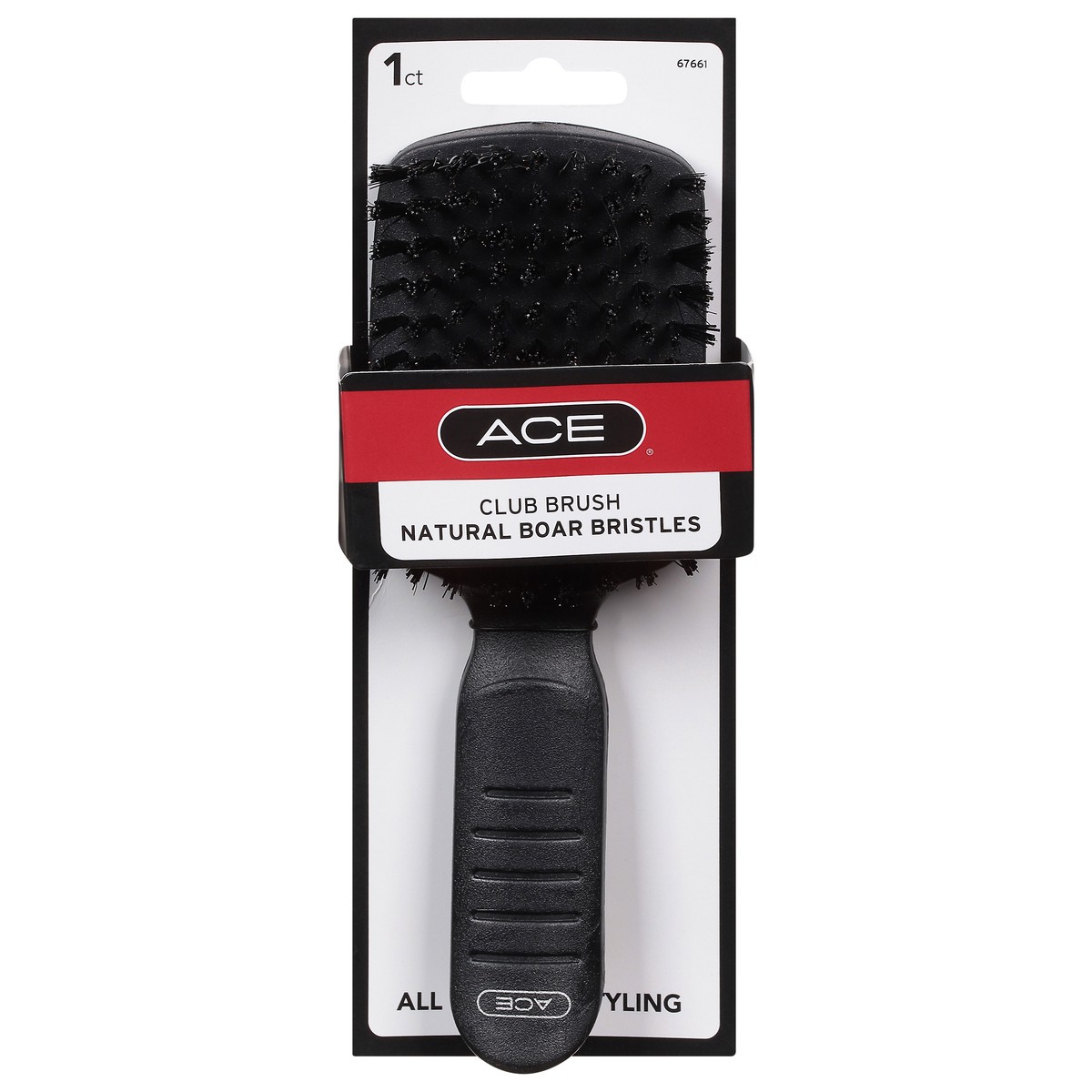 slide 1 of 9, ACE Hairbrush Club Boar Bristles Black - Each, 1 ct