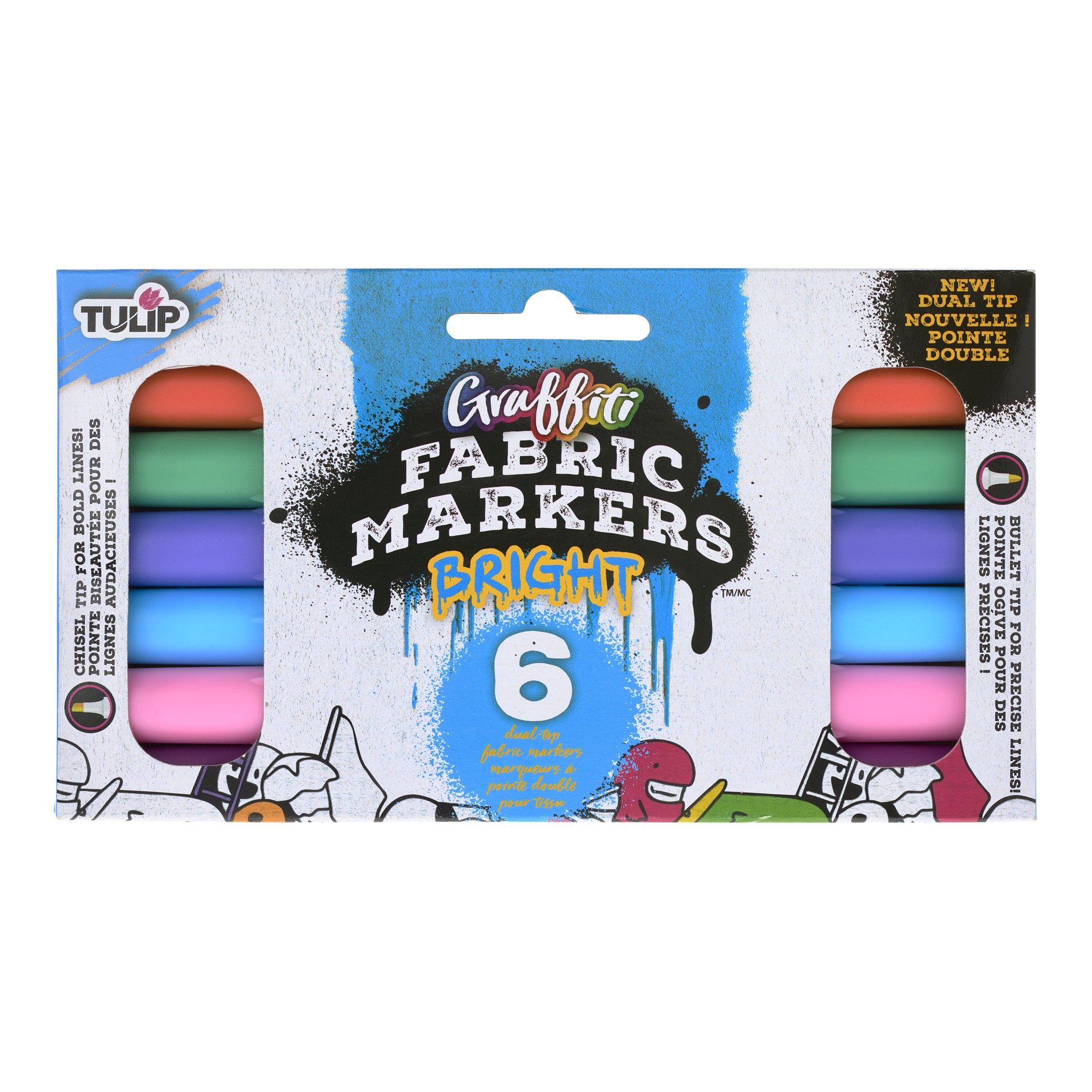 slide 2 of 7, Tulip Graffiti Fabric Markers Bright, 5.5 in x 3.9 in x 0.63 in