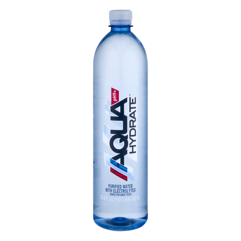 slide 1 of 8, AQUAhydrate Purified Water Bottle, 33.8 fl oz
