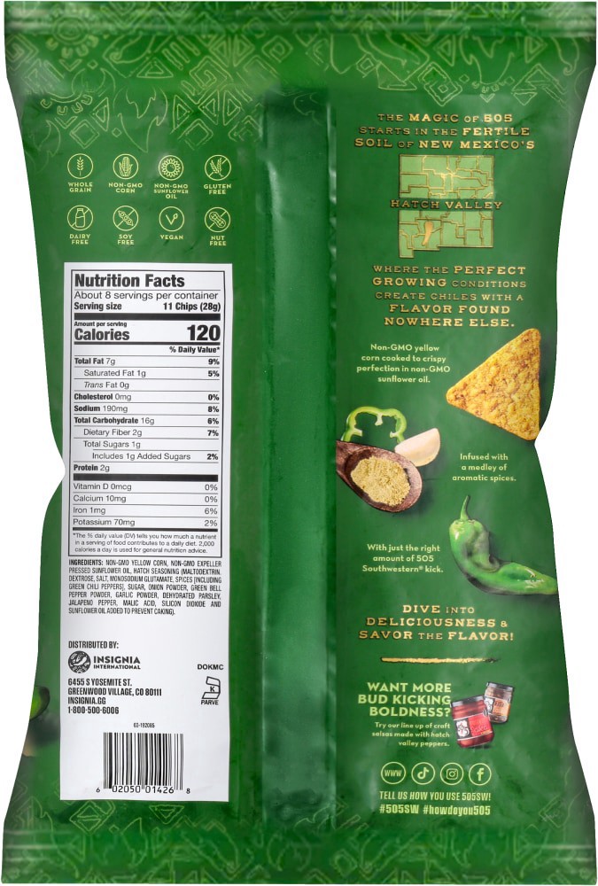 slide 2 of 2, 505 Hatch Magic Green Chile Tortilla Chips, 7.5 oz