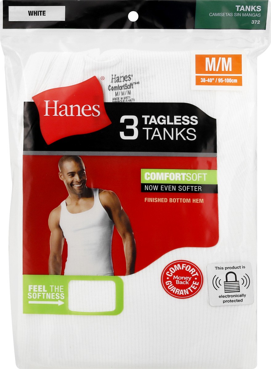 slide 1 of 9, Hanes M/M White Tagless Tanks 3 ea, 3 ct